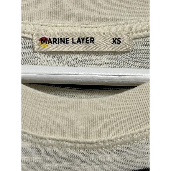 Marine Layer Dress Womens XS Cream Black Stripe Tiered Tee Maxi Casual Summer - Picture 2 of 8